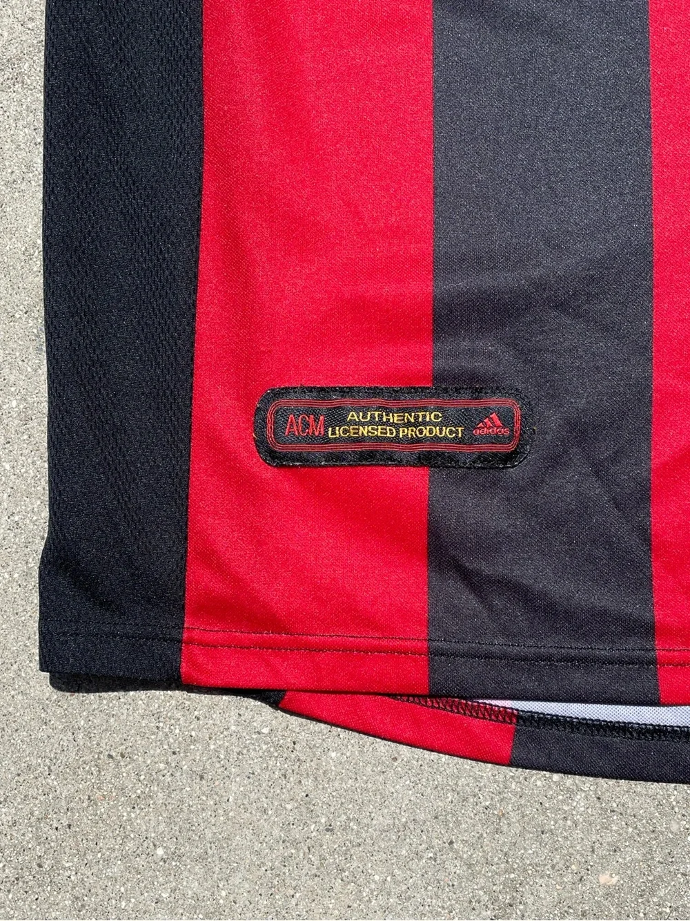 Vtg Adidas AC Milan 90s Y2K ACM Opel Futbol Soccer Black/Red Striped Size M